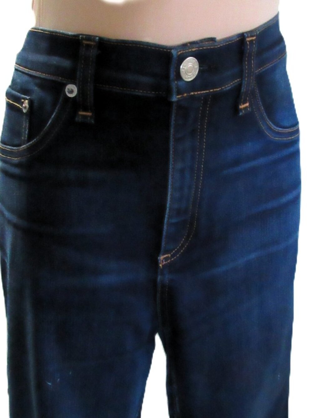 $225 RAG & BONE INDIGO BLUE DISTRESSED JEANS RAW HEM NINA Sz 32 HIGH RISE SKINNY